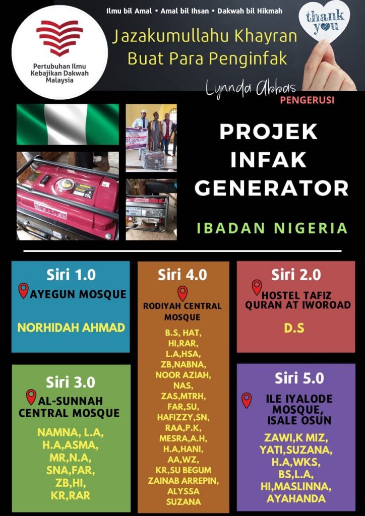 Projek Infak Generator Siri 1.0 – 5.0 di Ibadan, Nigeria