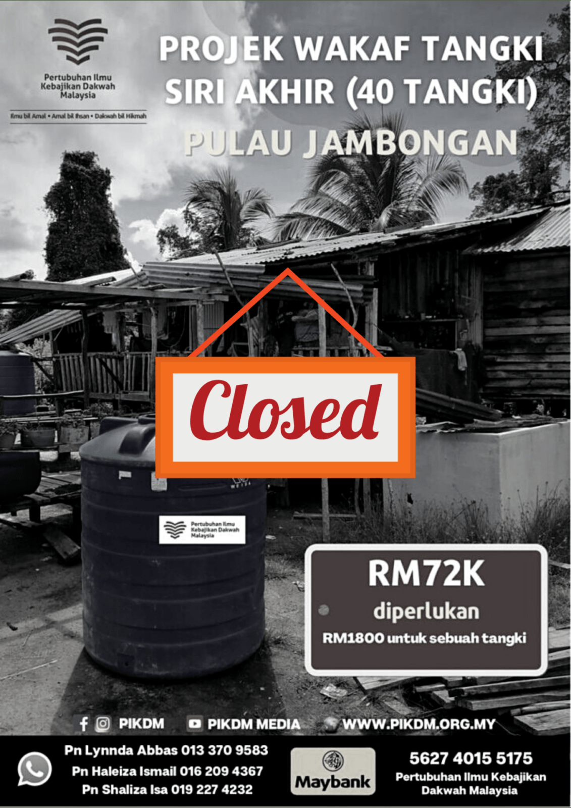 Projek wakaf tangki siri akhir 40 tangki pulau jambongan