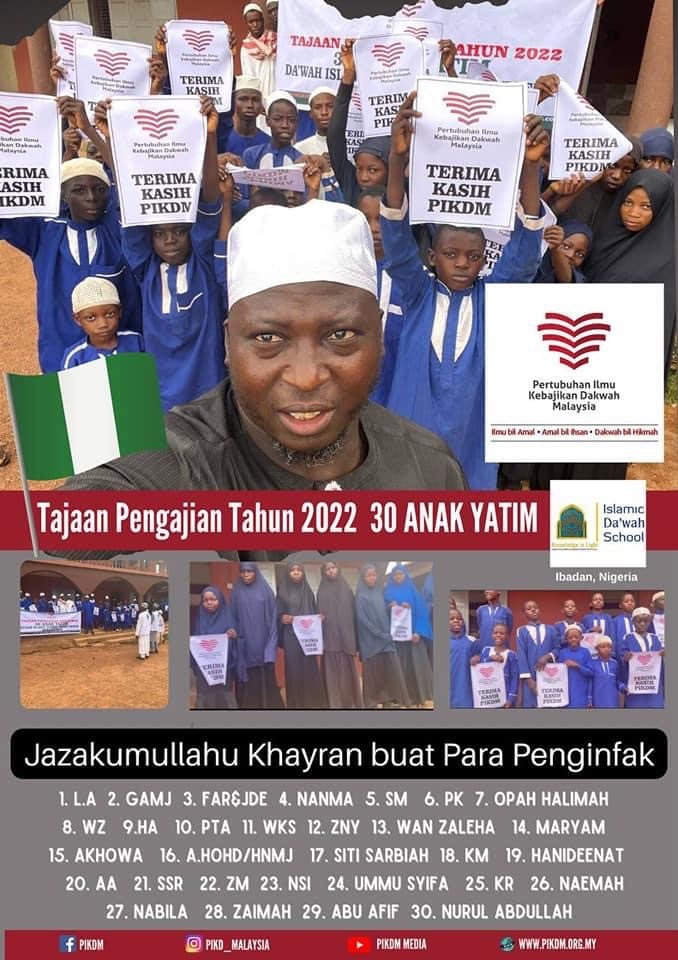 Tajaan 30 Anak Yatim Da’wah Islamic School Ibadan Nigeria