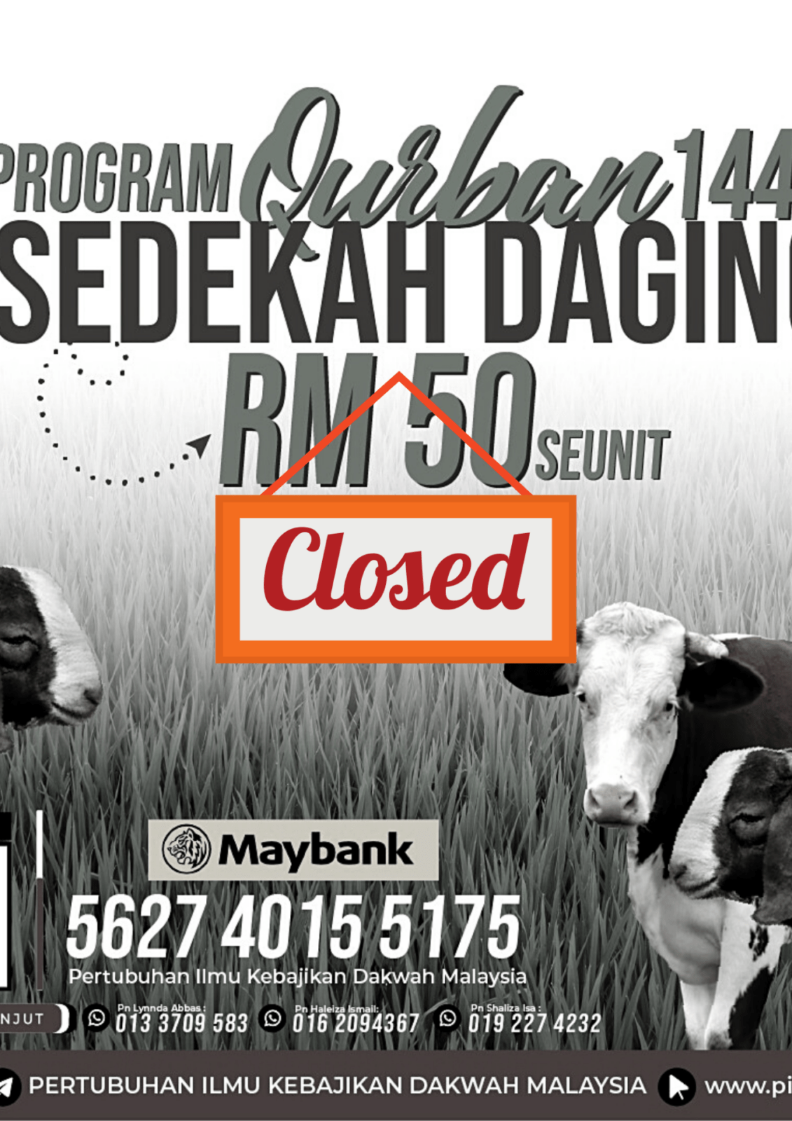 Program qurban 1443h sedekah daging rm50 seunit close
