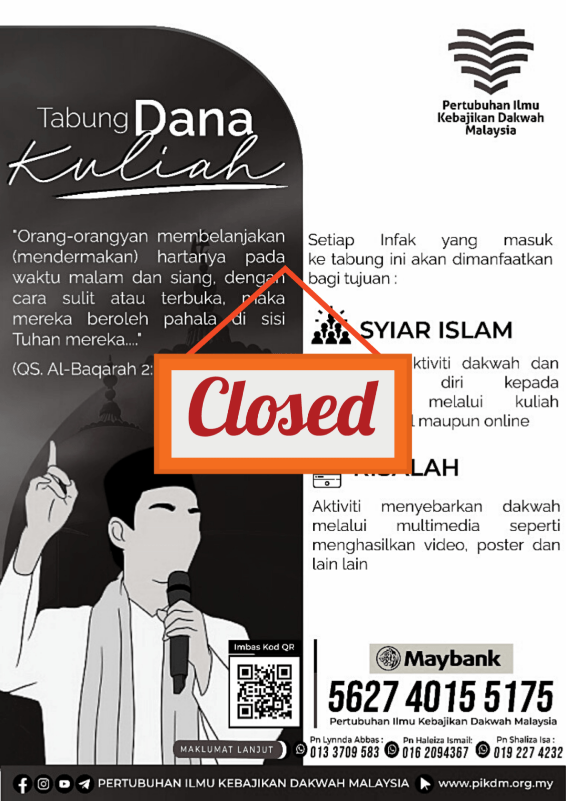 Tabung dana kuliah closed
