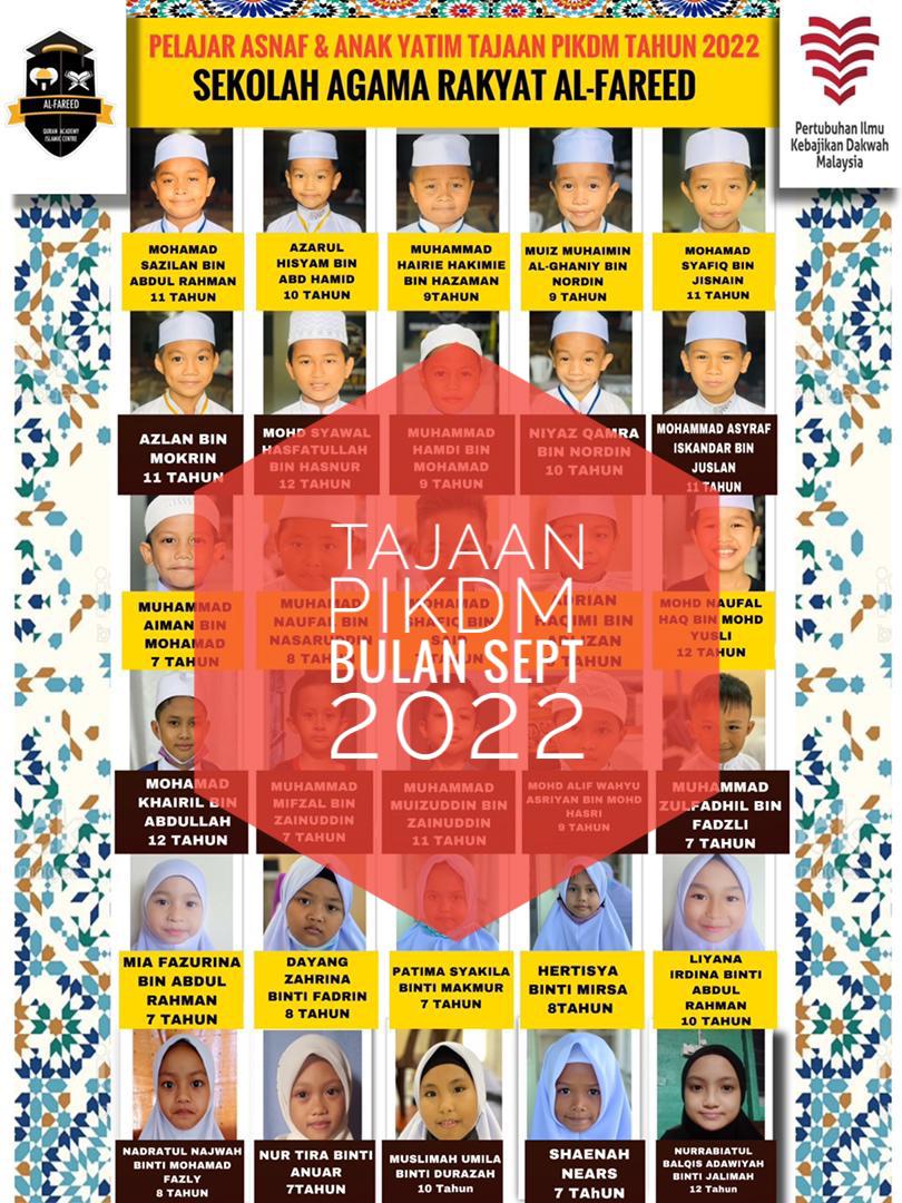 You are currently viewing Tajaan PIKDM Bulan Sept 2022 – Sekolah Agama Rakyat Al-Fareed