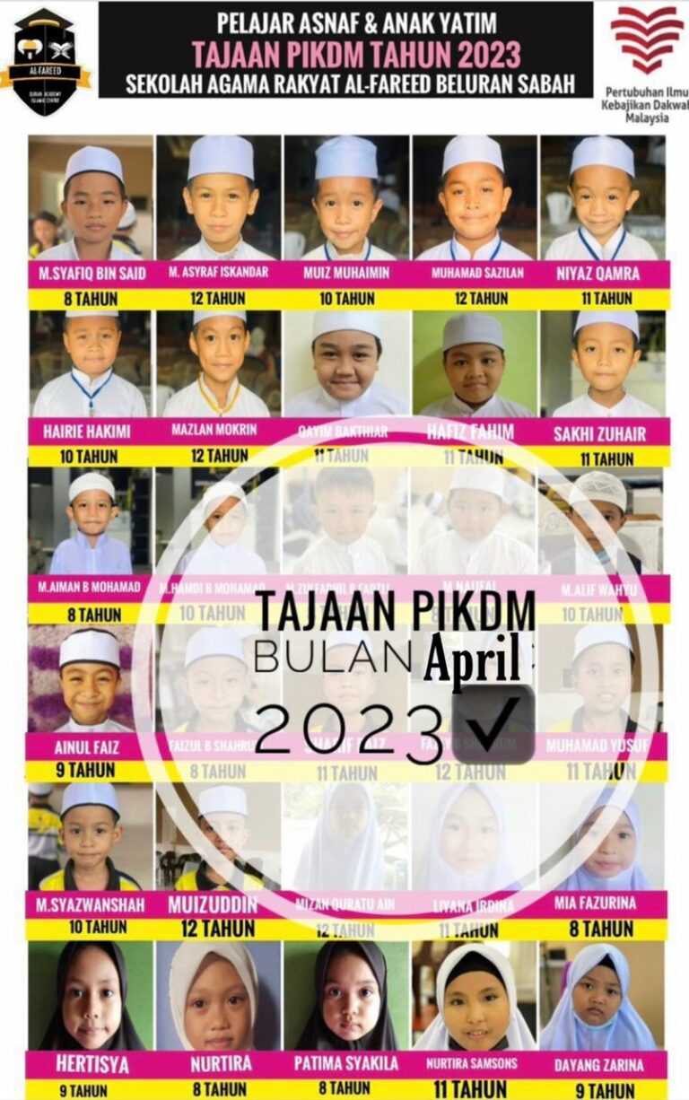 Jazakallahu Khairan PIKDM Atas Tajaan 30 Pelajar Asnaf Dan Anak Yatim Sekolah Agama Rakyat Al-Fareed, Beluran Sabah Untuk Bulan April 2023