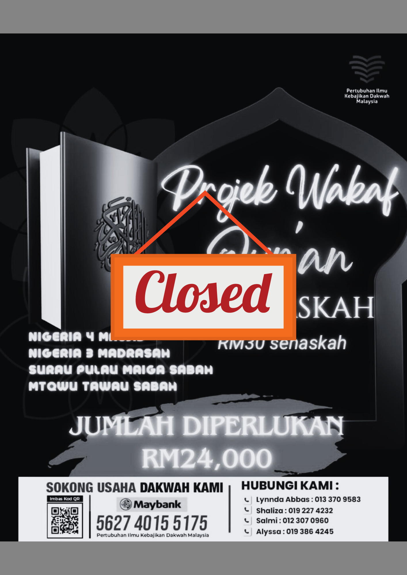 Projek Wakaf Quran 800 Naskah ** CLOSED **