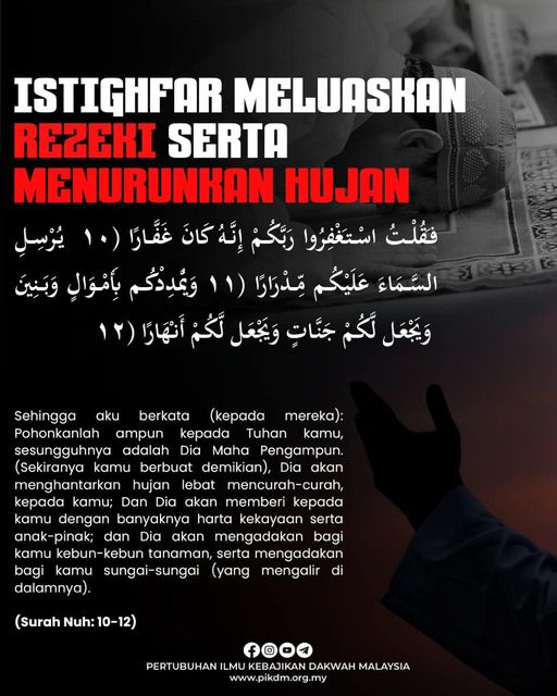 Istighfar Meluaskan Rezeki Serta Menurunkan Hujan