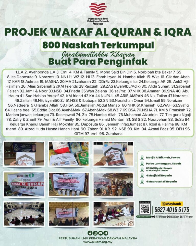 Projek Wakaf Al Quran & Iqra 800 Naskah Terkumpul