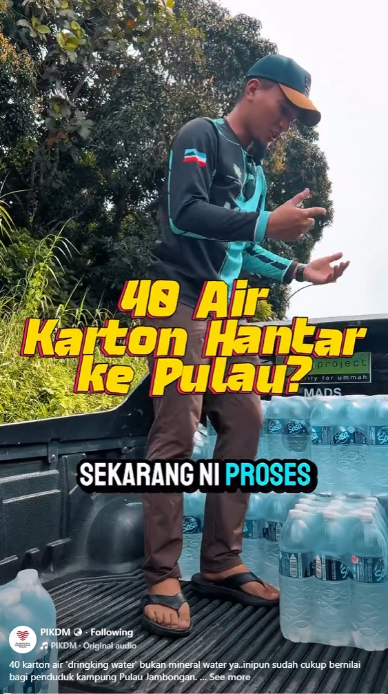 40 karton air 'drinking water' bukan mineral water ya
