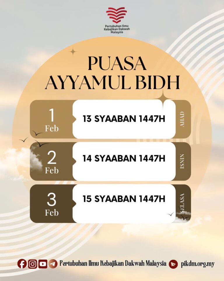 Puasa Ayyamul Bidh Syaaban 1447H